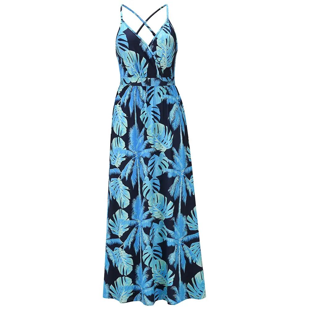 Green Floral Chiffon Long Dress for Women - Image 5
