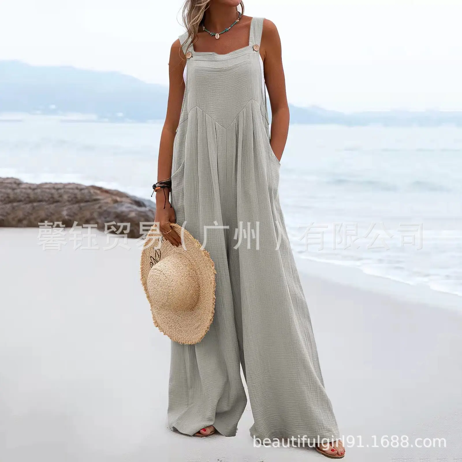 Women Green Ethnic Jumpsuit Wide Leg Pants Summer - Image 11