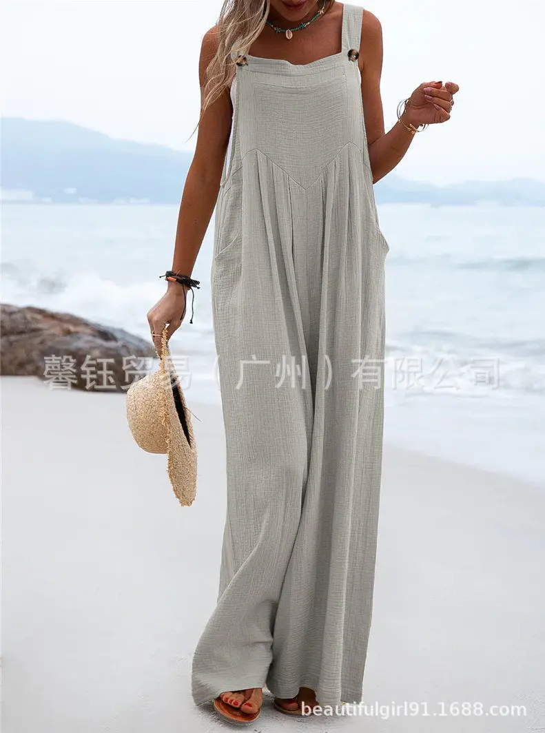 Women Green Ethnic Jumpsuit Wide Leg Pants Summer - Image 2