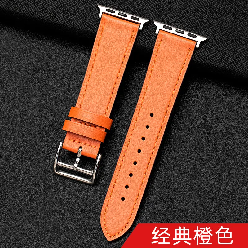 Suitable for Apple Watch Applewatch S10 Strap Iwatch56789 Genuine Leather Waterproof Cowhide Ultra2