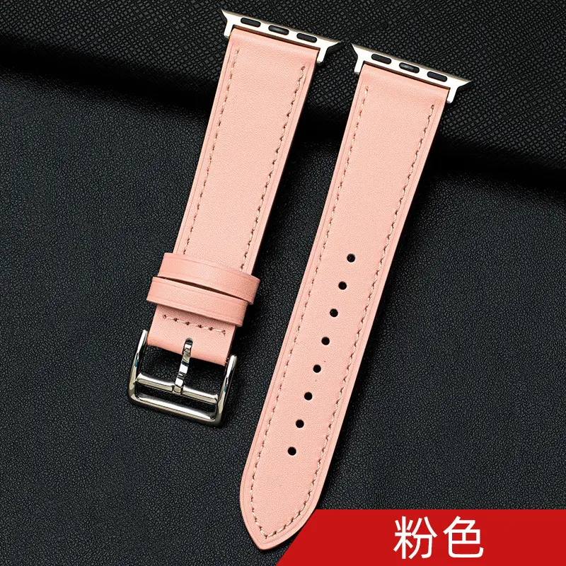Suitable for Apple Watch Applewatch S10 Strap Iwatch56789 Genuine Leather Waterproof Cowhide Ultra2