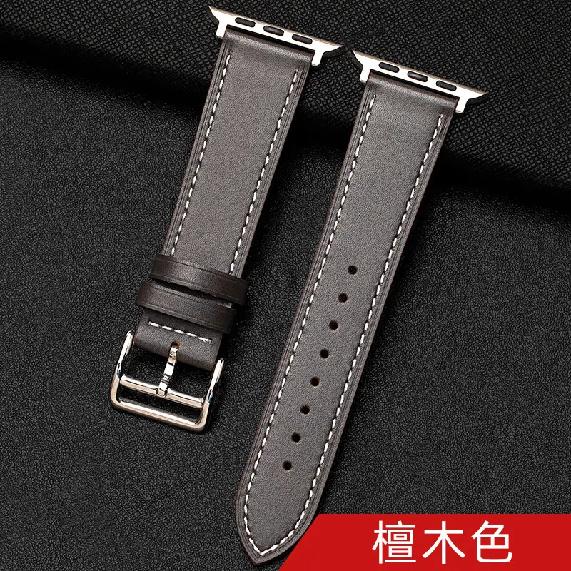 Suitable for Apple Watch Applewatch S10 Strap Iwatch56789 Genuine Leather Waterproof Cowhide Ultra2