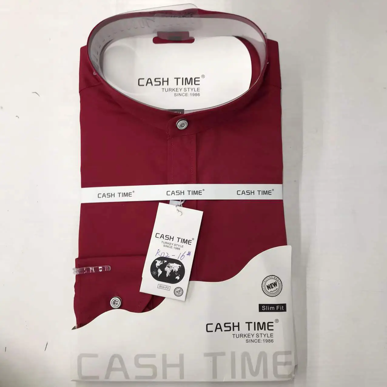 Men's Blue Cash Time Collar Shirt Long Sleeve Cotton - Image 5