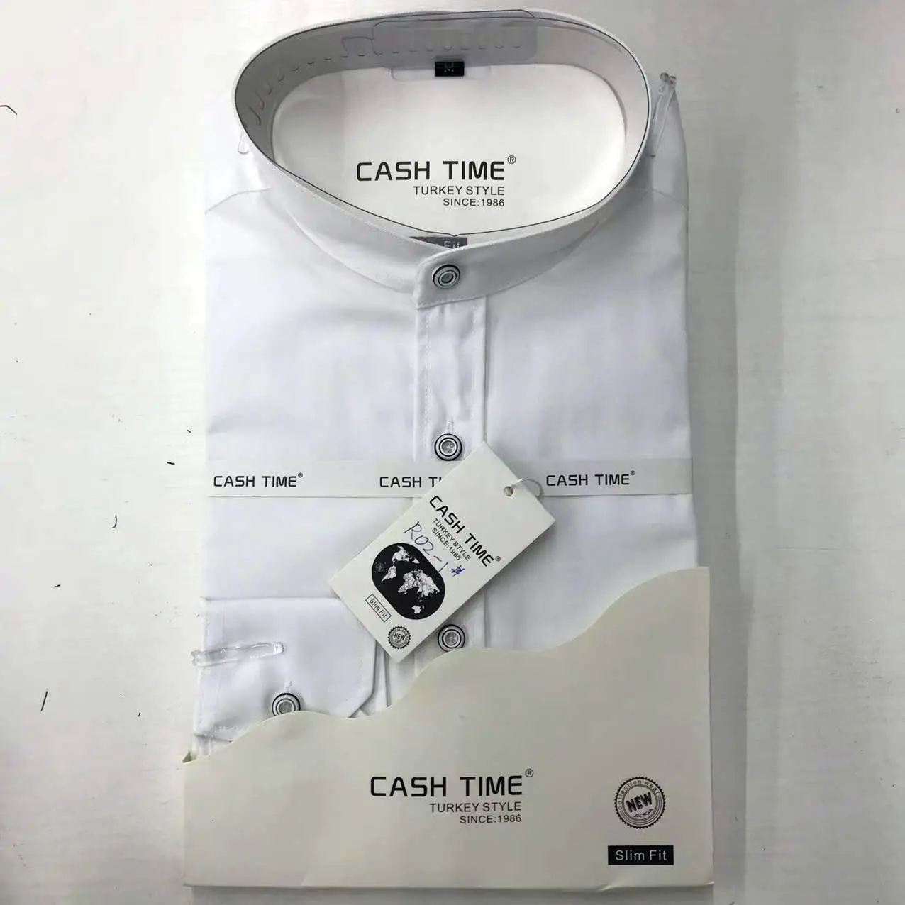 Men's Blue Cash Time Collar Shirt Long Sleeve Cotton - Image 2