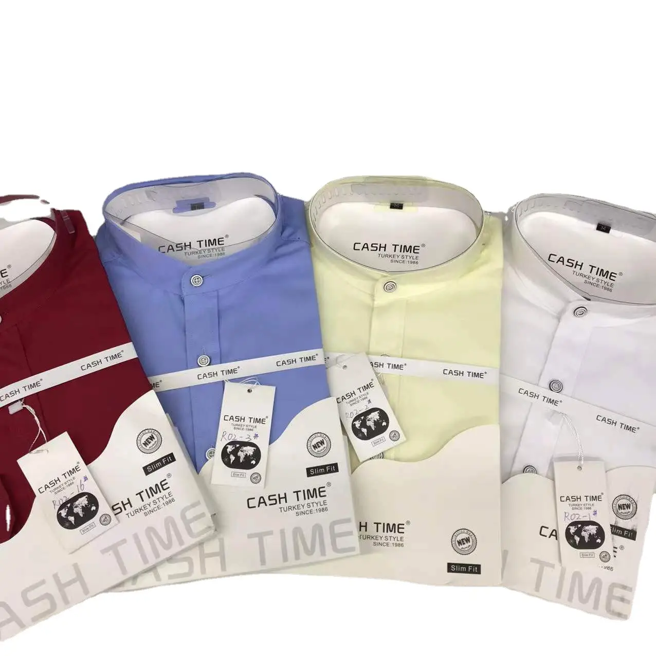 Men's Blue Cash Time Collar Shirt Long Sleeve Cotton - Image 7