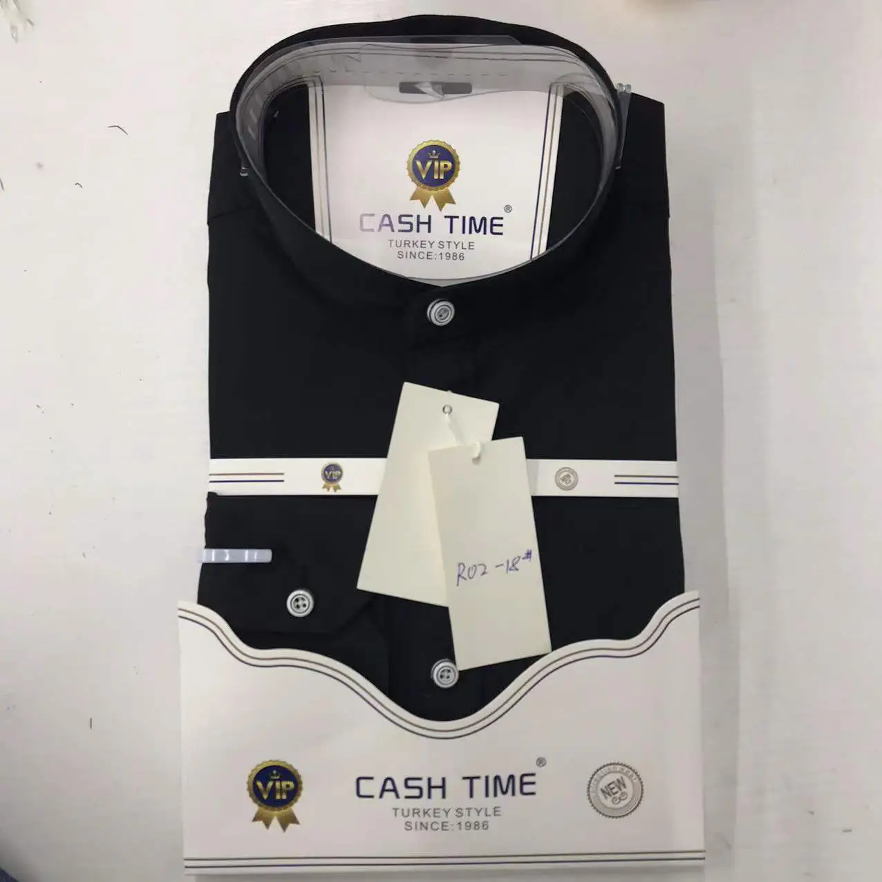 Men's Blue Cash Time Collar Shirt Long Sleeve Cotton - Image 3