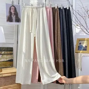 Women's Pink Waffle Pants with Drawstring Waist — feature 14