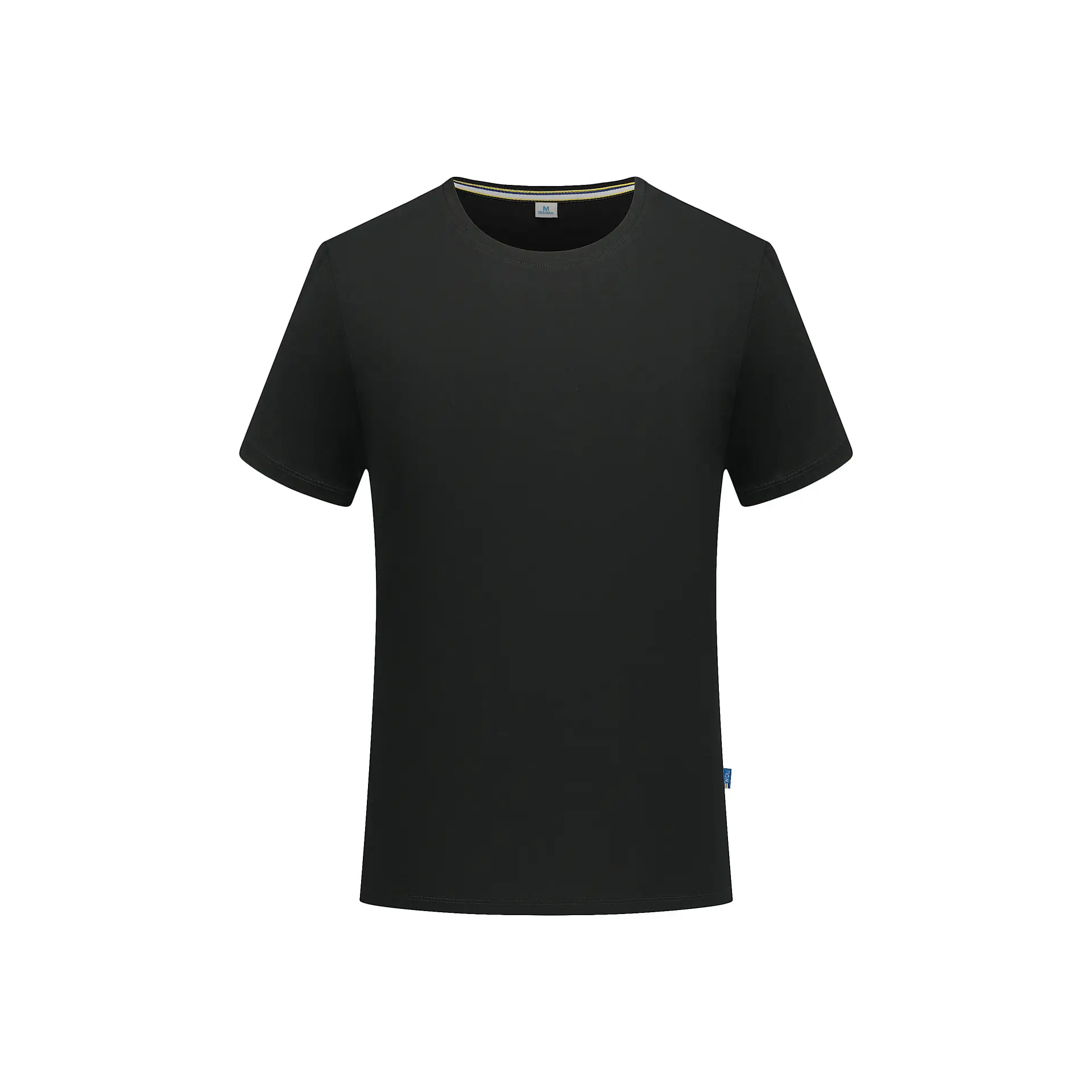 Men Black Mercerized Cotton T-Shirt Short Sleeve - Image 2