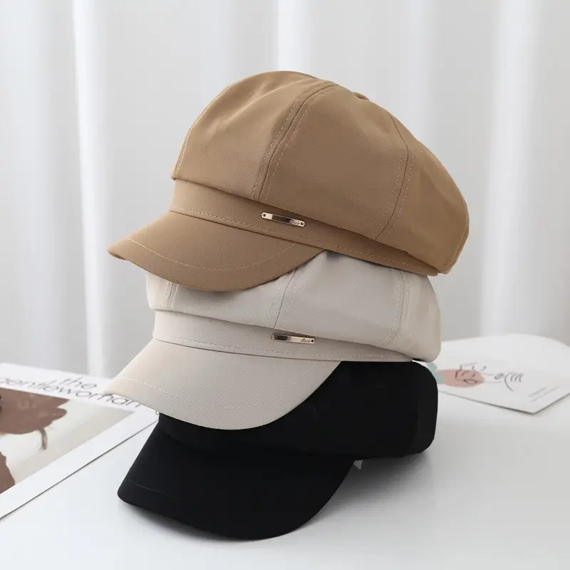 Women's Light Grey Duck Tongu Beret Cap - Image 4
