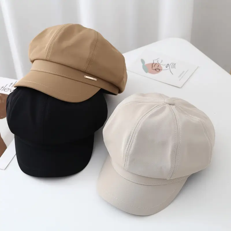 Women's Light Grey Duck Tongu Beret Cap - Image 5