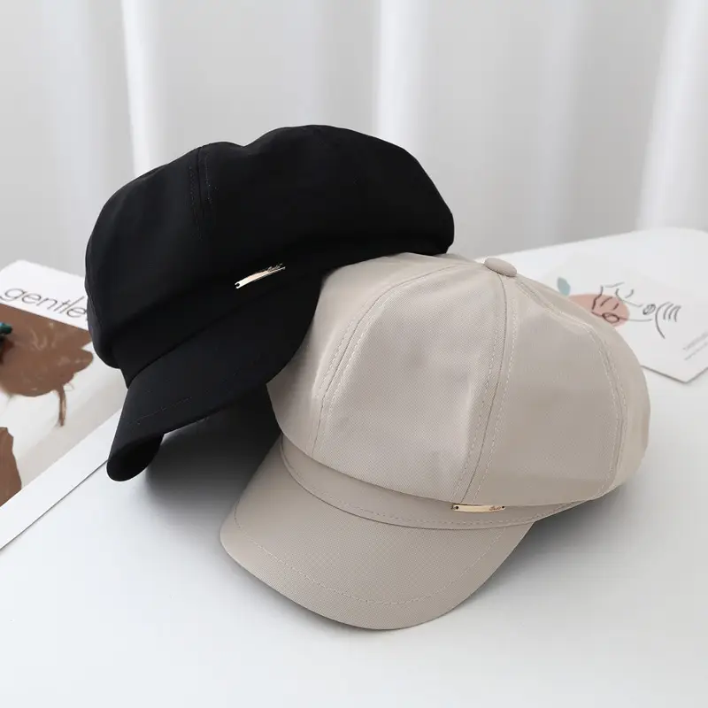 Women's Light Grey Duck Tongu Beret Cap - Image 7