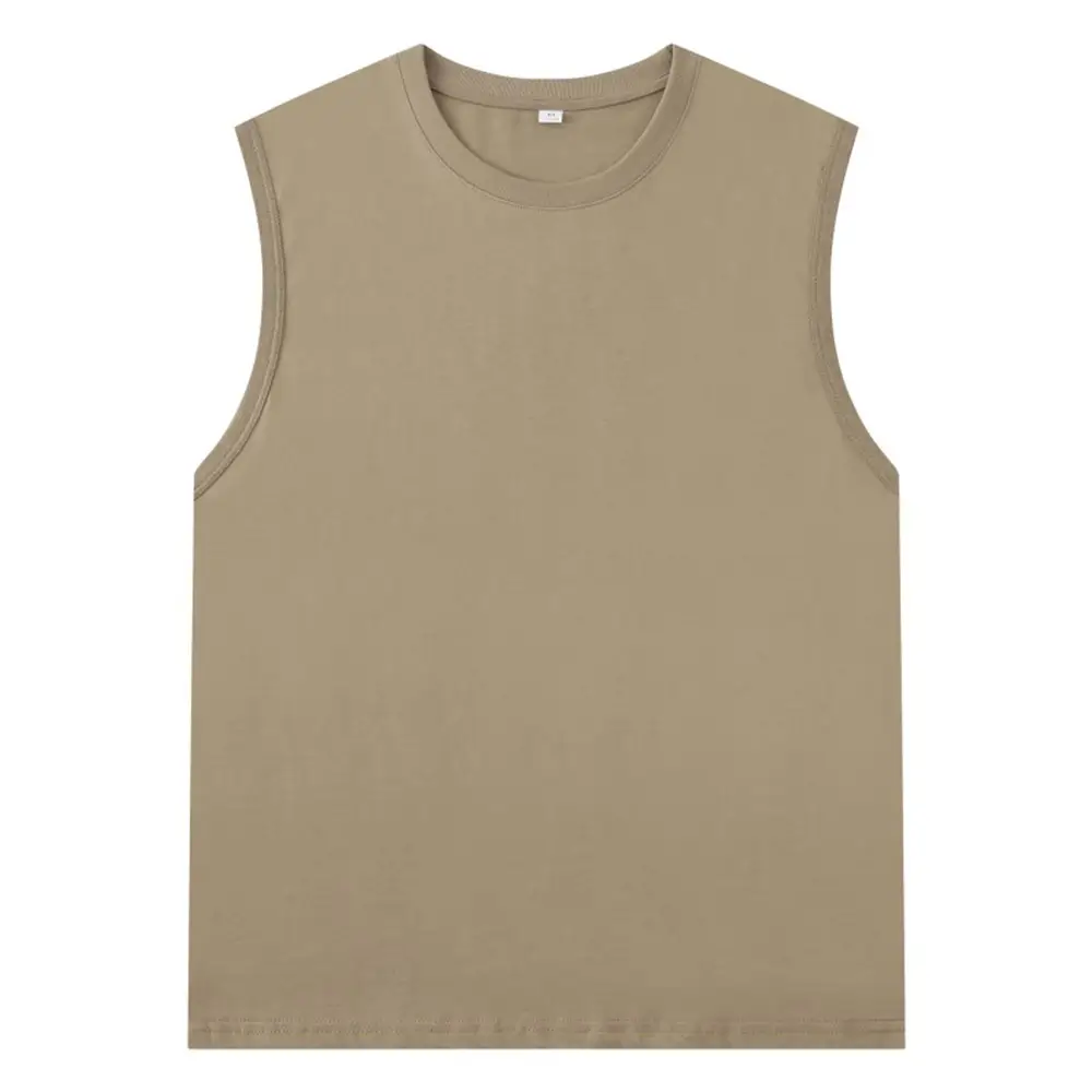 Men Sleeveless Cotton T-Shirt Black Light Blue - Image 4