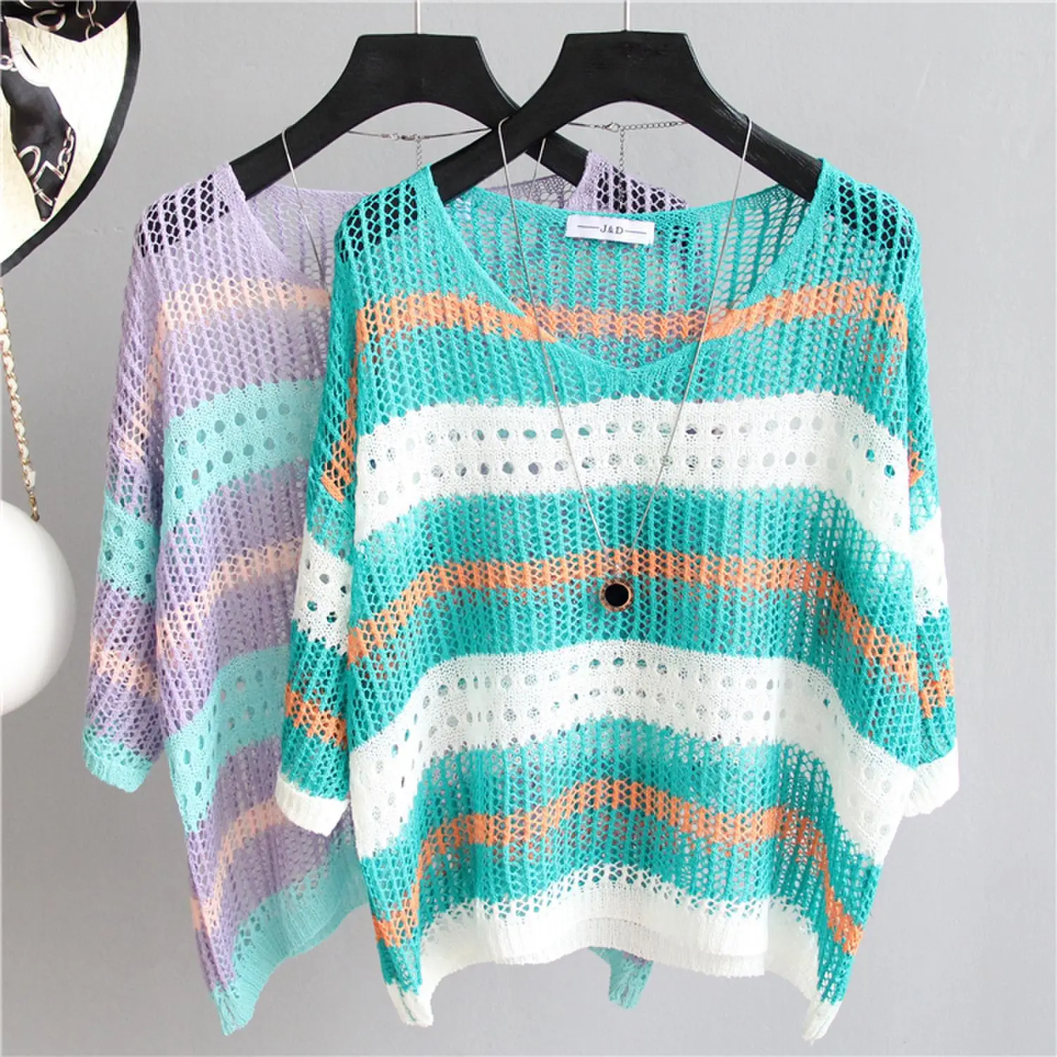 Women's Knitted Sun Protection Blouse Pullover Multicolor — feature 22