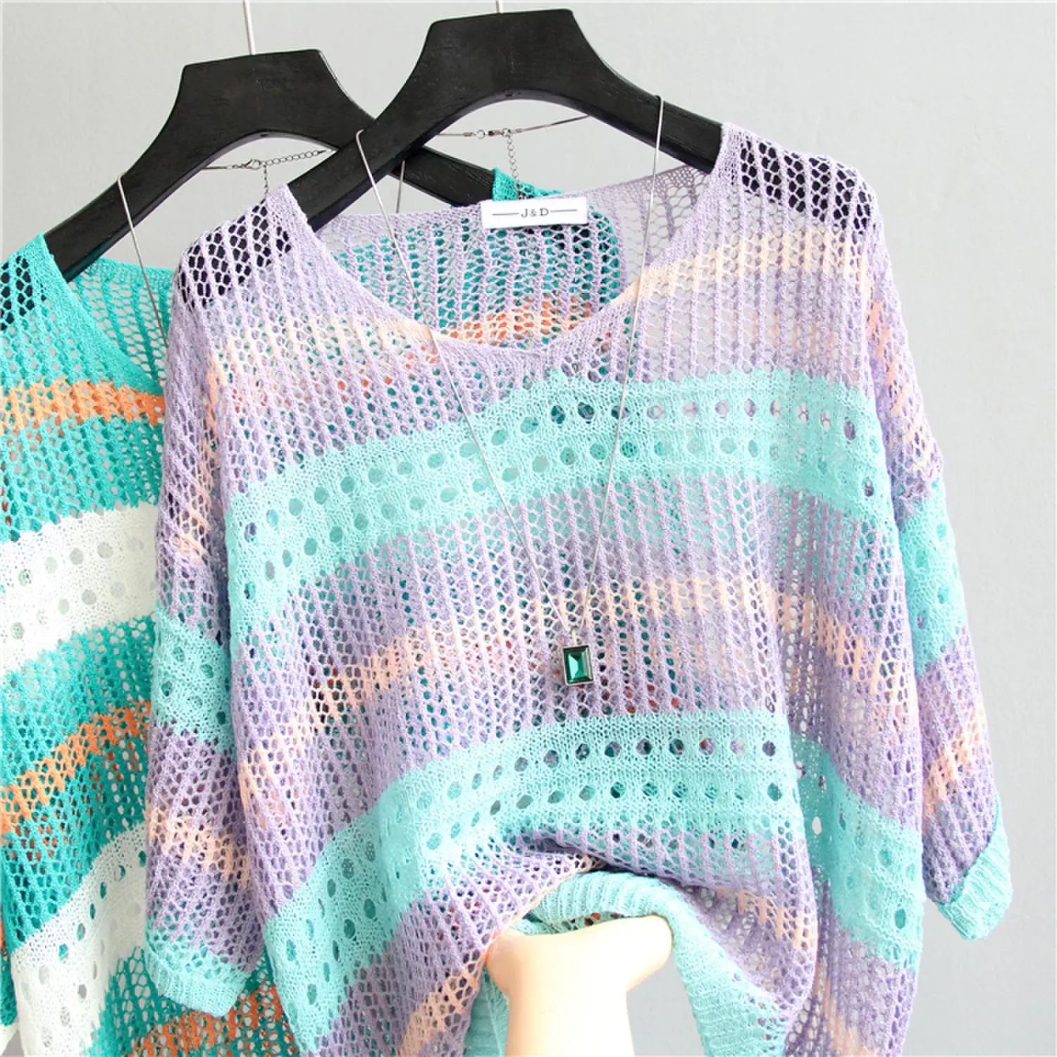 Women's Knitted Sun Protection Blouse Pullover Multicolor — feature 32