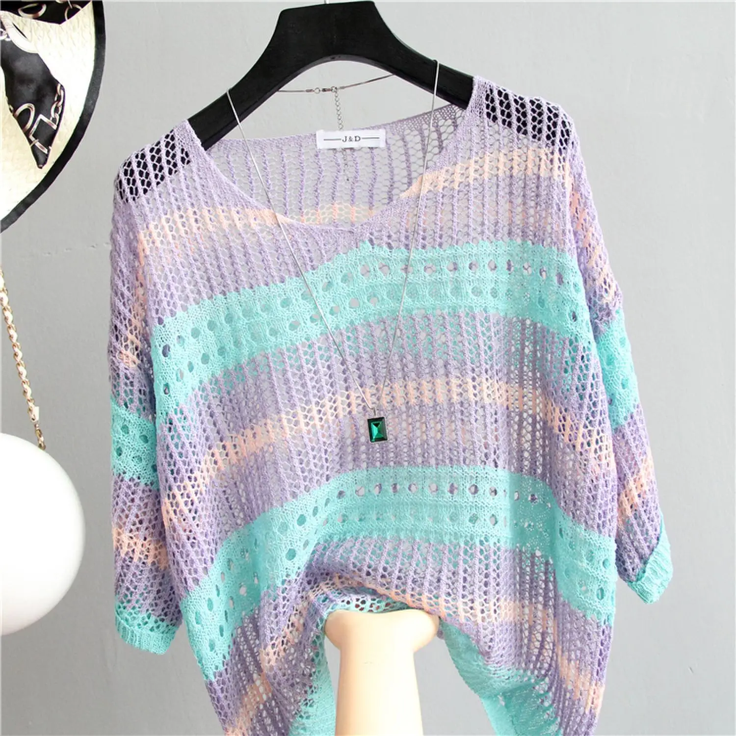 Women's Knitted Sun Protection Blouse Pullover Multicolor — feature 33