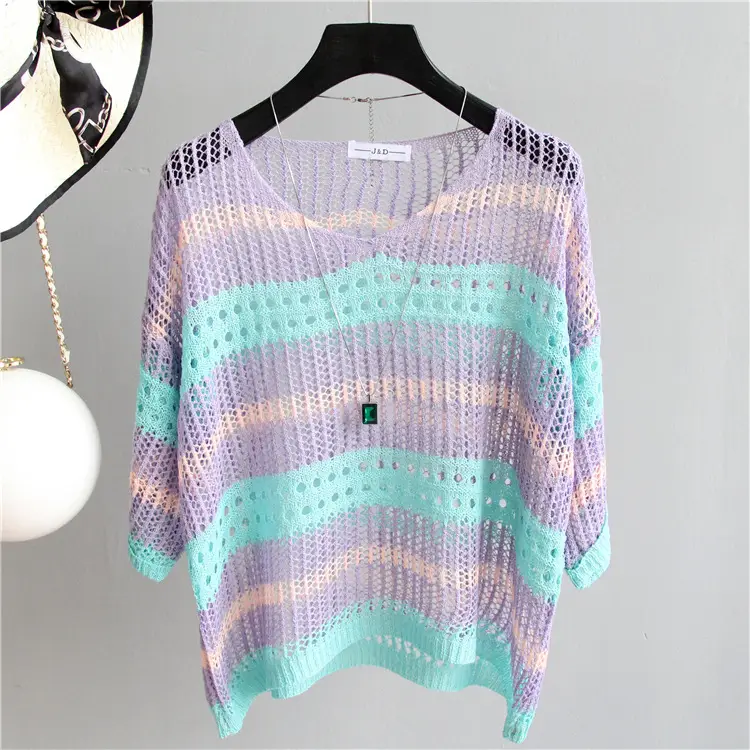 Women's Knitted Sun Protection Blouse Pullover Multicolor — feature 35