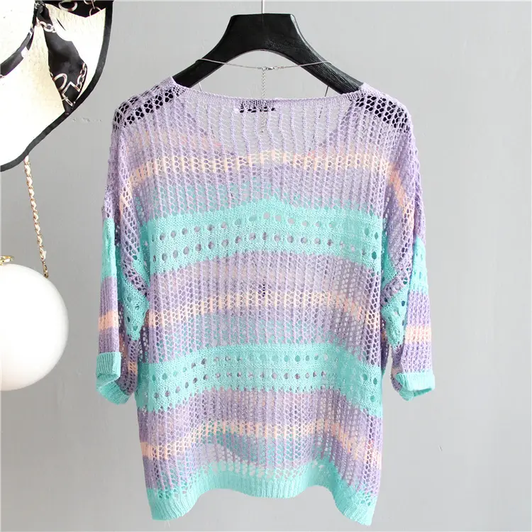 Women's Knitted Sun Protection Blouse Pullover Multicolor — feature 36