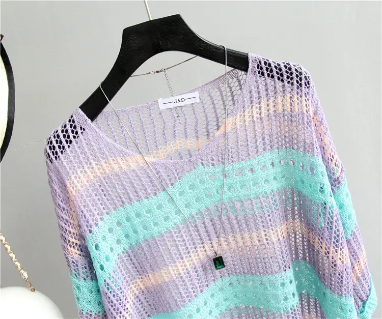 Women's Knitted Sun Protection Blouse Pullover Multicolor — feature 38