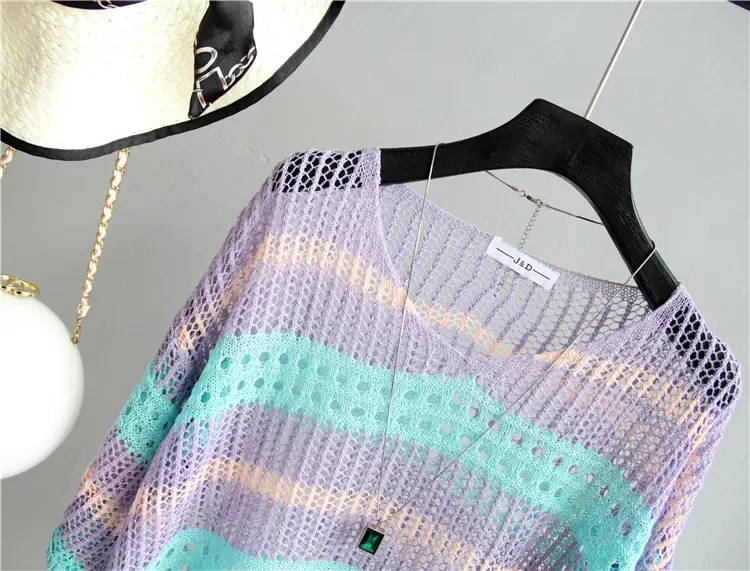 Women's Knitted Sun Protection Blouse Pullover Multicolor — feature 39