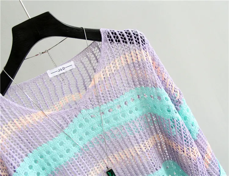 Women's Knitted Sun Protection Blouse Pullover Multicolor — feature 41