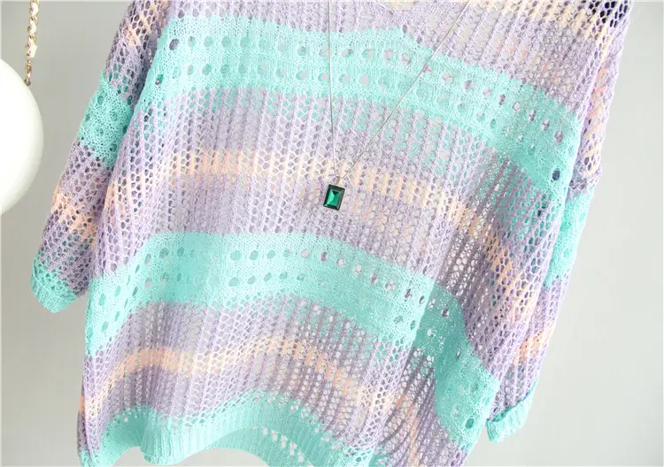 Women's Knitted Sun Protection Blouse Pullover Multicolor — feature 42