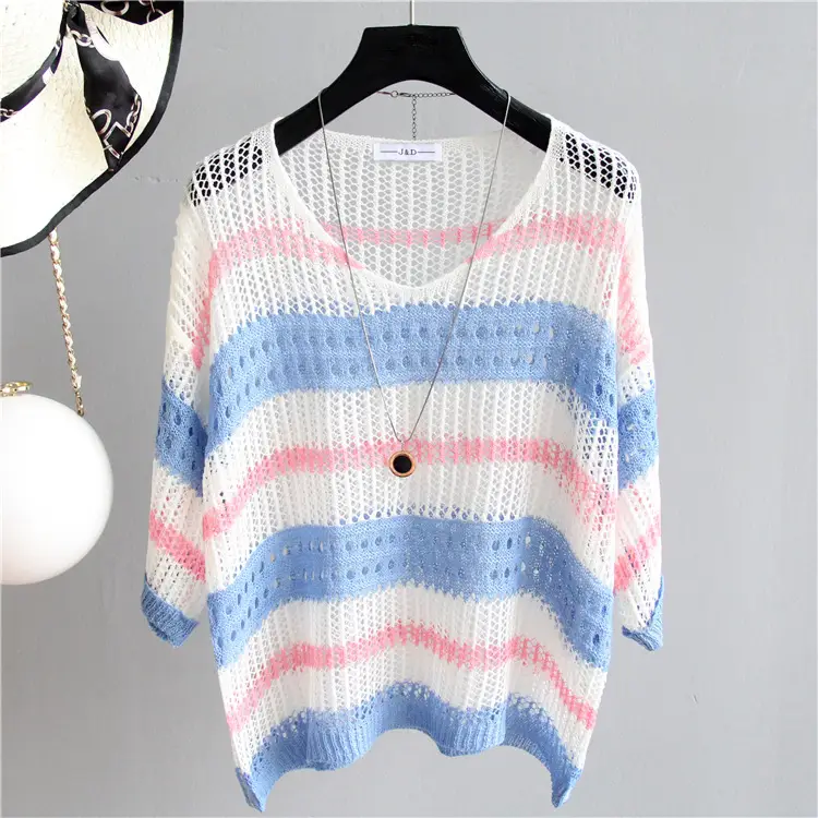 Women's Knitted Sun Protection Blouse Pullover Multicolor — feature 45