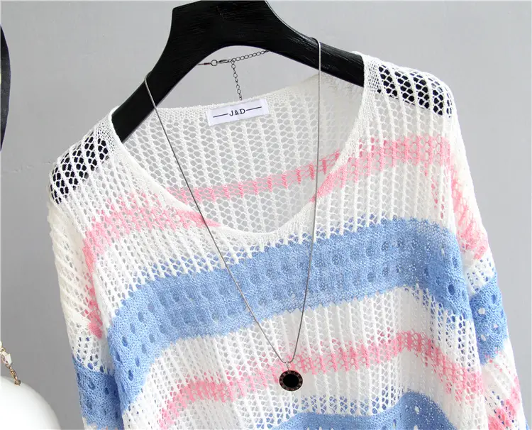 Women's Knitted Sun Protection Blouse Pullover Multicolor — feature 46