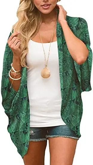 Women Printed Floral Shawl Sun Protection Summer Blouse - Image 12