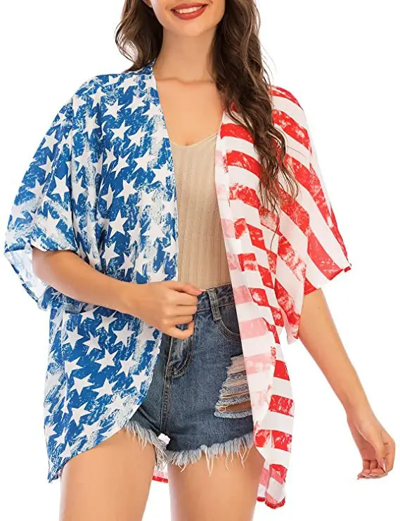Women Printed Floral Shawl Sun Protection Summer Blouse - Image 7