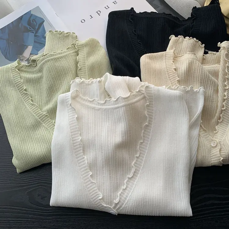 Gentle Green V-Neck Cardigan Set for Women - Image 5