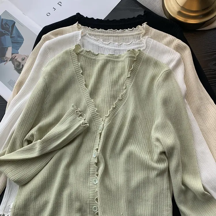 Gentle Green V-Neck Cardigan Set for Women - Image 6