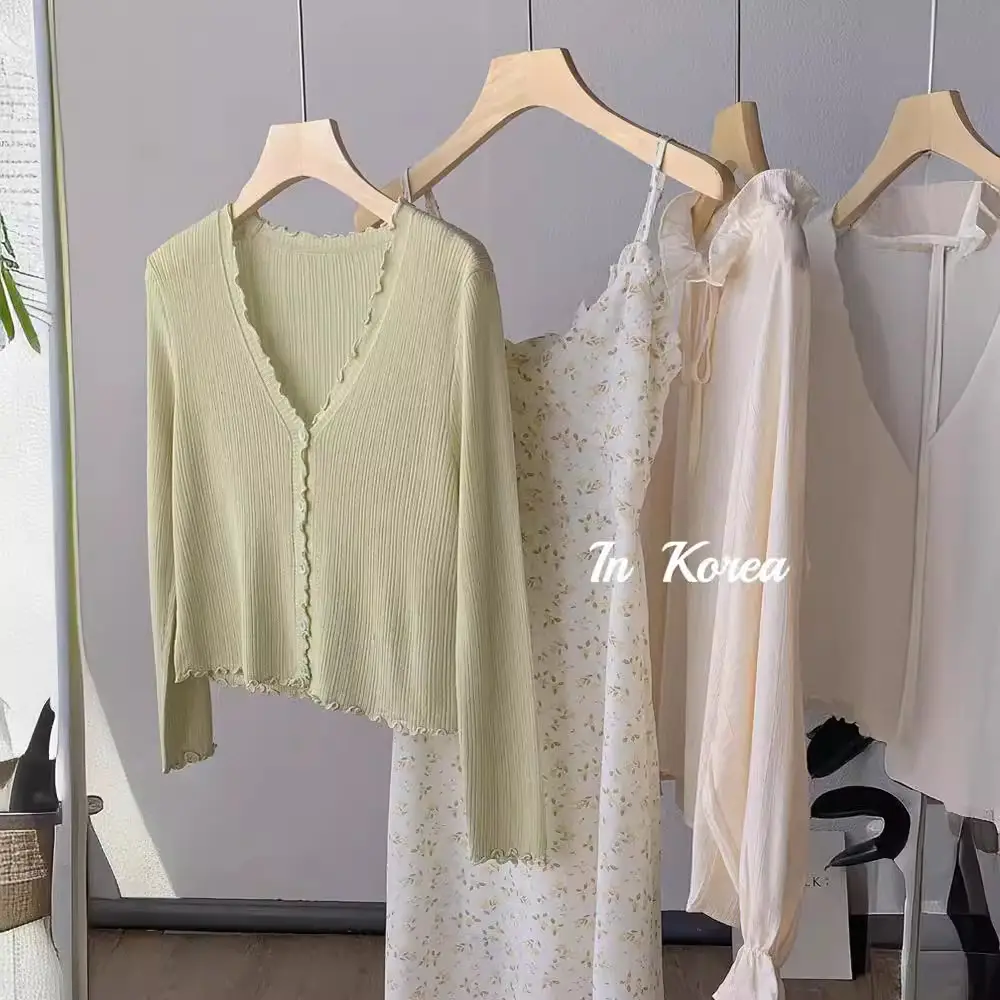 Gentle Green V-Neck Cardigan Set for Women - Image 8