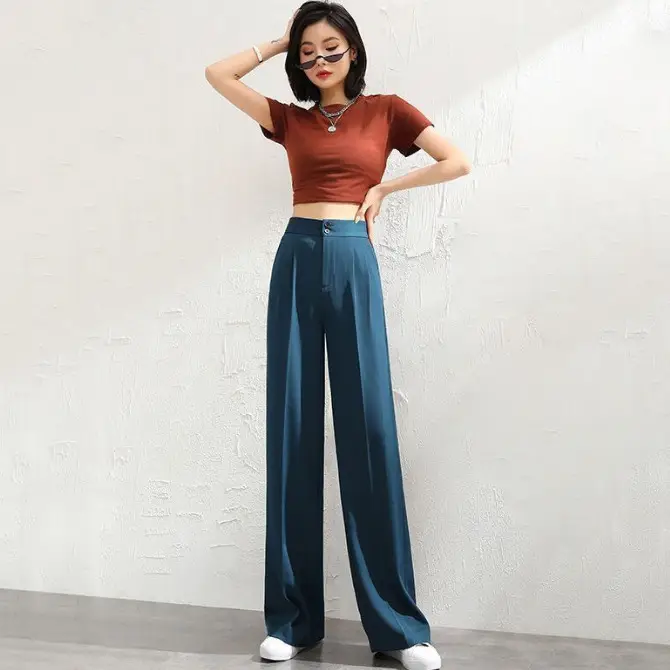Wide Leg Pants Women High Waist Black 2022 - Image 7