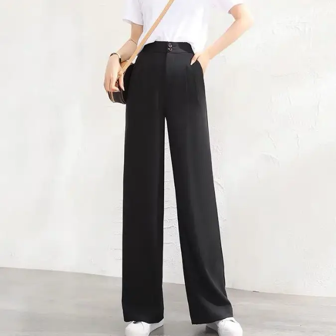 Wide Leg Pants Women High Waist Black 2022 - Image 9