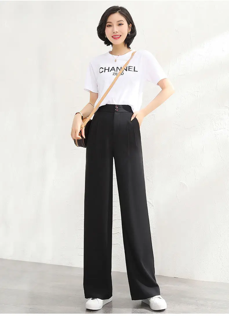 Wide Leg Pants Women High Waist Black 2022 — feature 10