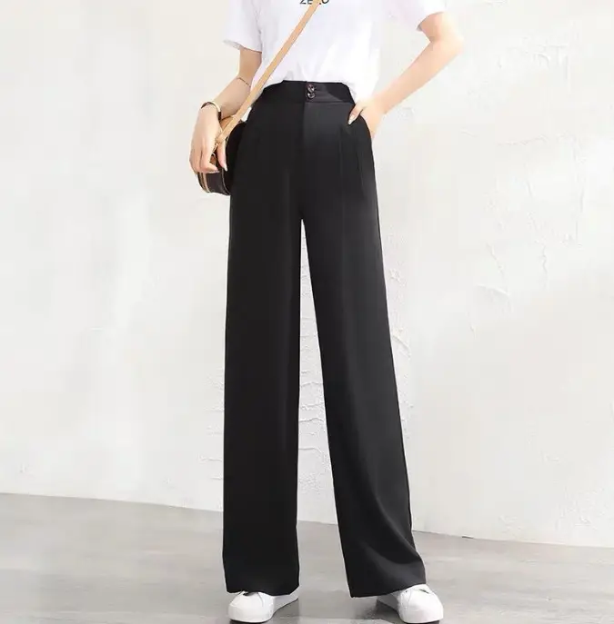 Wide Leg Pants Women High Waist Black 2022 - Image 3