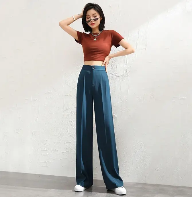 Wide Leg Pants Women High Waist Black 2022 - Image 4
