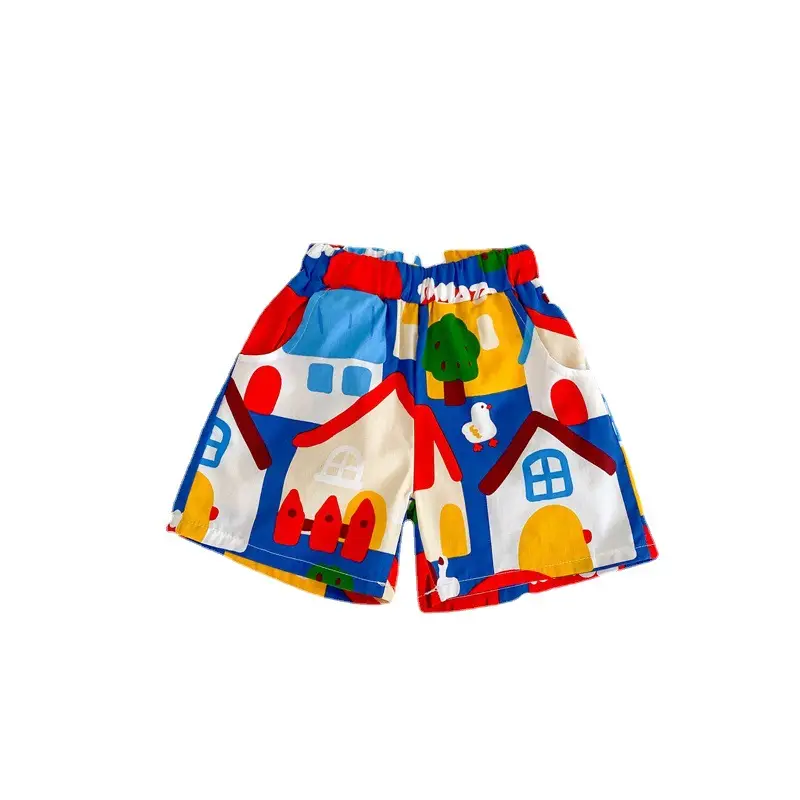 2025 Kids Shorts Set Cotton Printed House Design