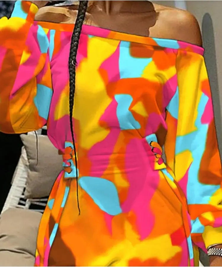 2021 Tie-Dye Long Sleeve Women's Dress — feature 9