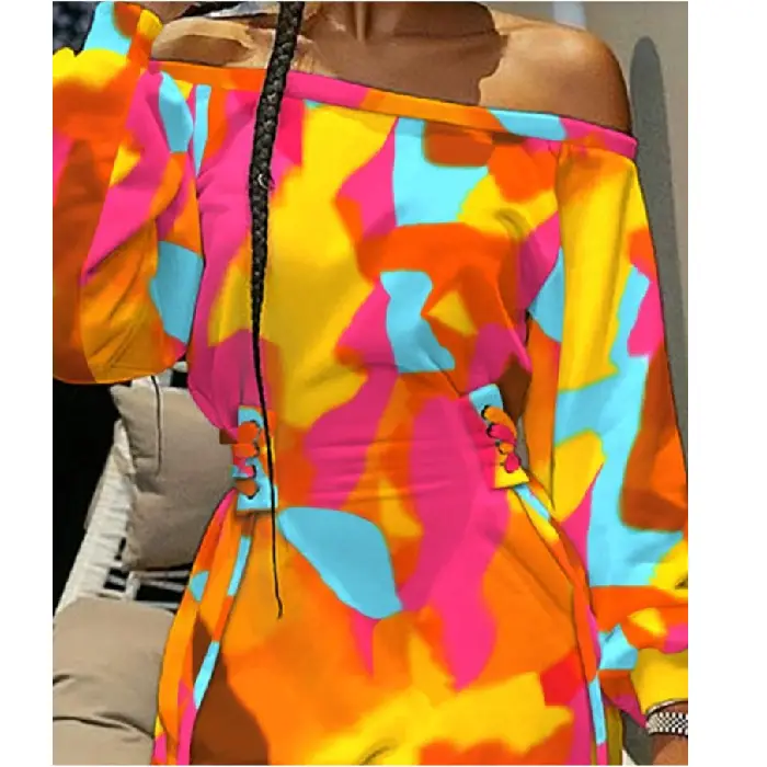 2021 Tie-Dye Long Sleeve Women's Dress
