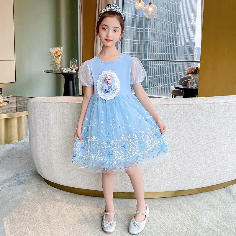 Girls Princess Blue Mesh Skirt Set Aisha 4Yr - Image 5