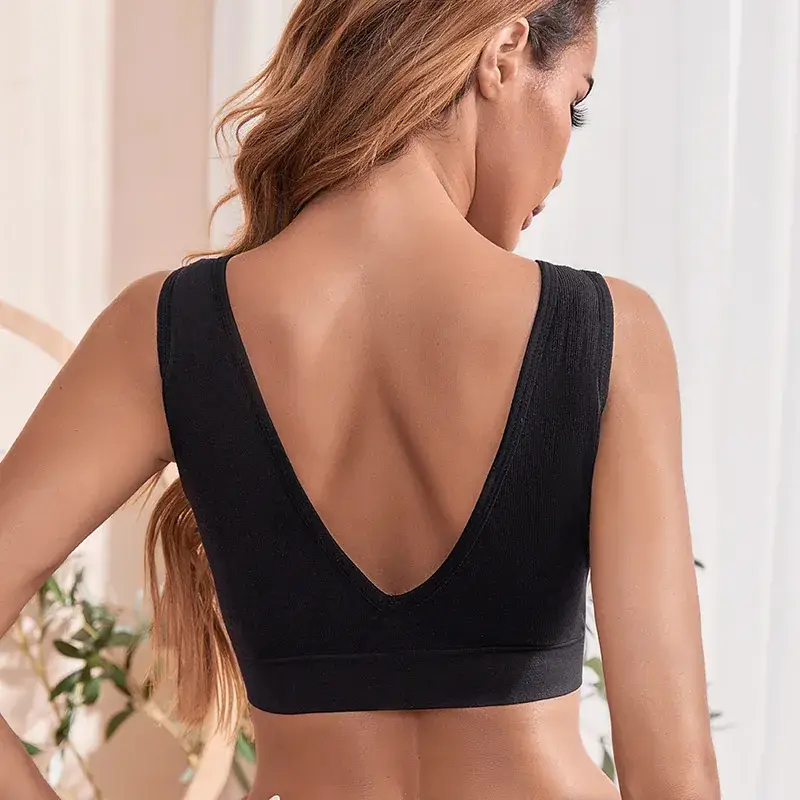 Black Crossbody Yoga Bra for Women Plus Size
