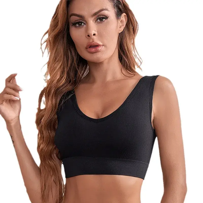 Black Crossbody Yoga Bra for Women Plus Size