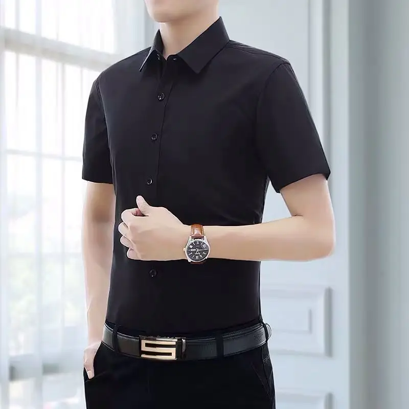 Men's White Half-Sleeved Business Shirt Slim Fit