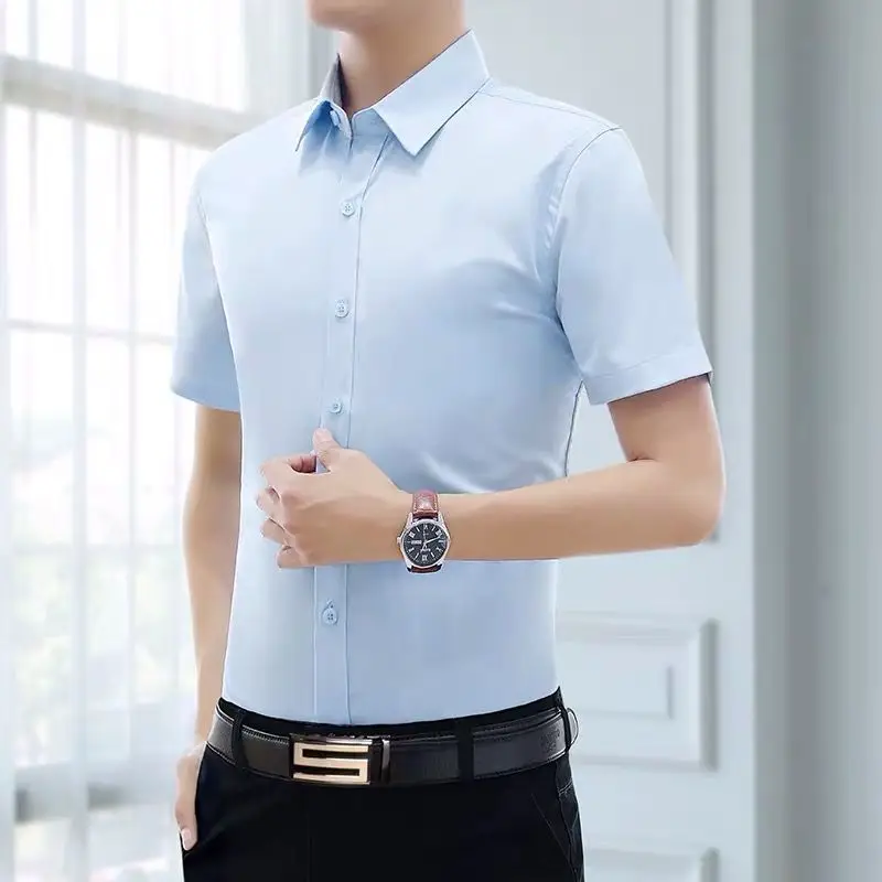 Men's White Half-Sleeved Business Shirt Slim Fit