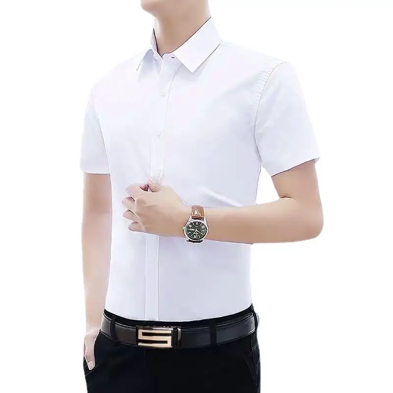Men's White Half-Sleeved Business Shirt Slim Fit
