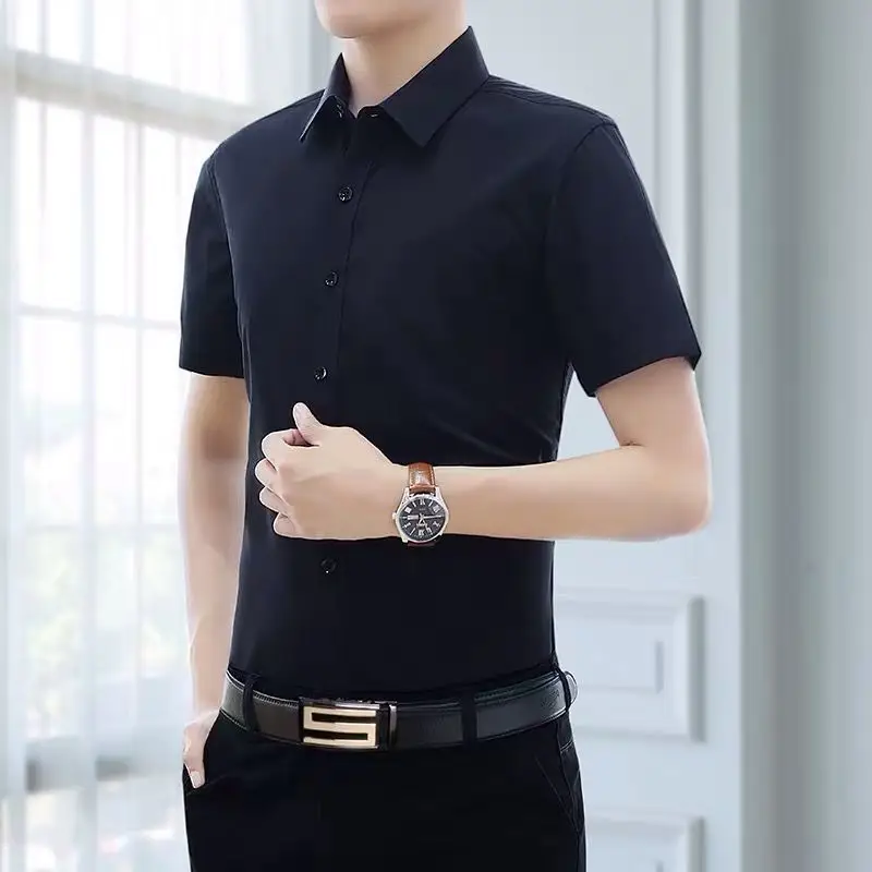 Men's White Half-Sleeved Business Shirt Slim Fit