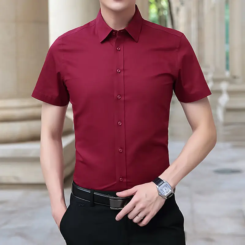 Men's White Half-Sleeved Business Shirt Slim Fit