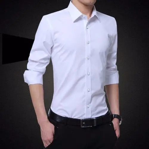 Men's White Half-Sleeved Business Shirt Slim Fit