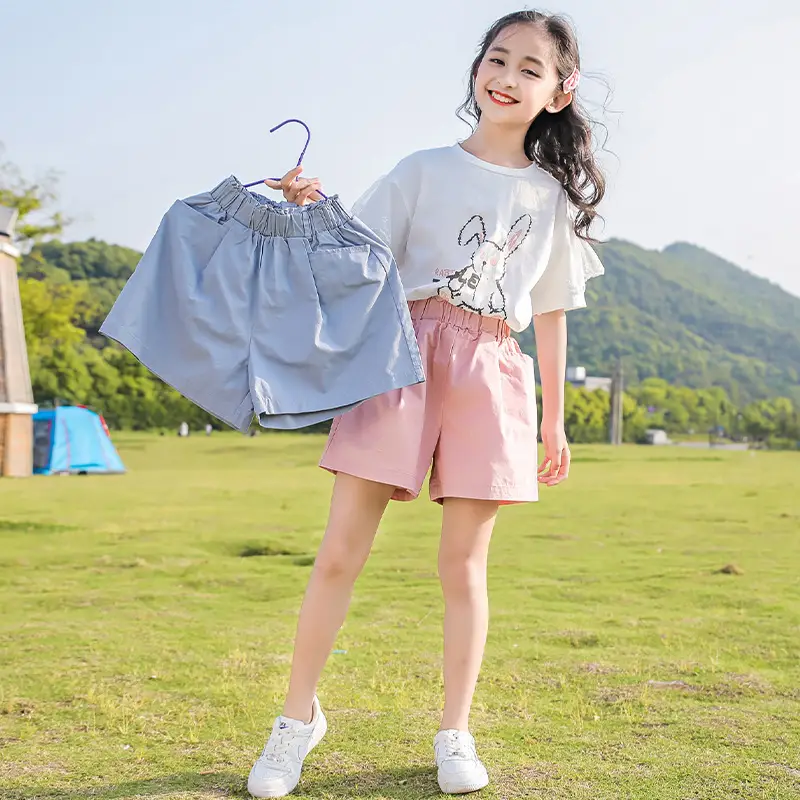Girls Summer 2-Piece Set Cotton T-Shirt Shorts Set - Image 5